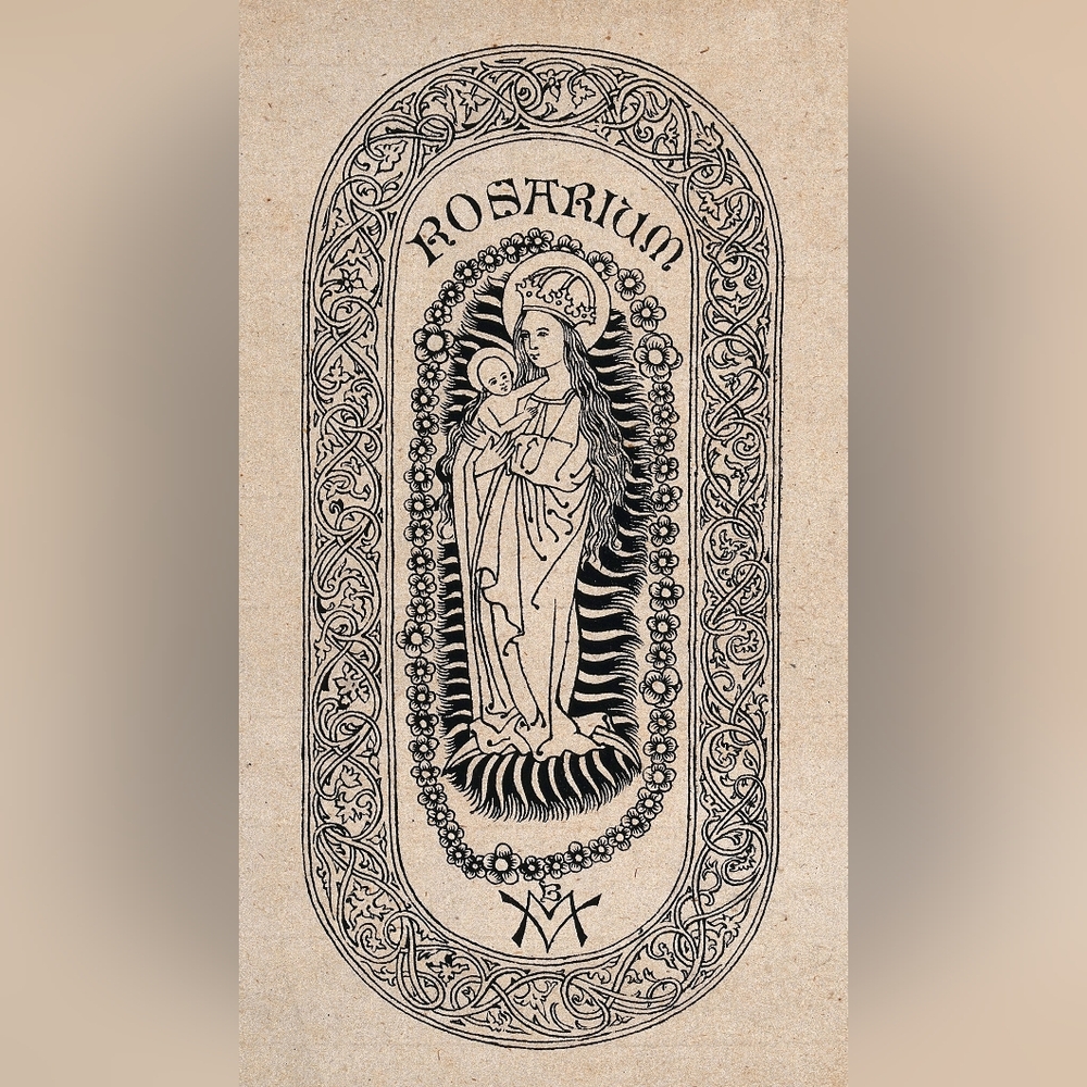 Vintage Rosarium Religious Art Print